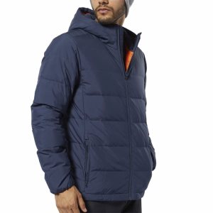 Reebok Outdoor Lightweight Down Jacke Herren - Navy/Orange - DE 162-HWT